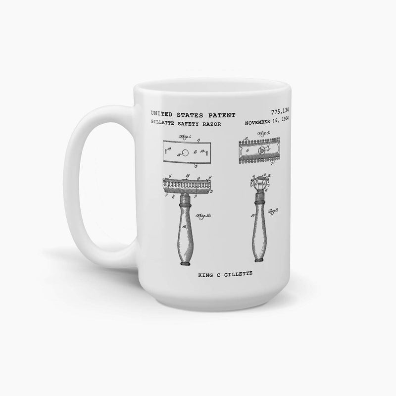Gillette Safety Razor Patent Coffee Mug; Patent Drinkware