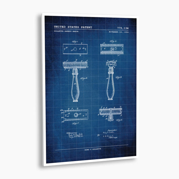 Gillette Safety Razor Patent Poster; Patent Artwork