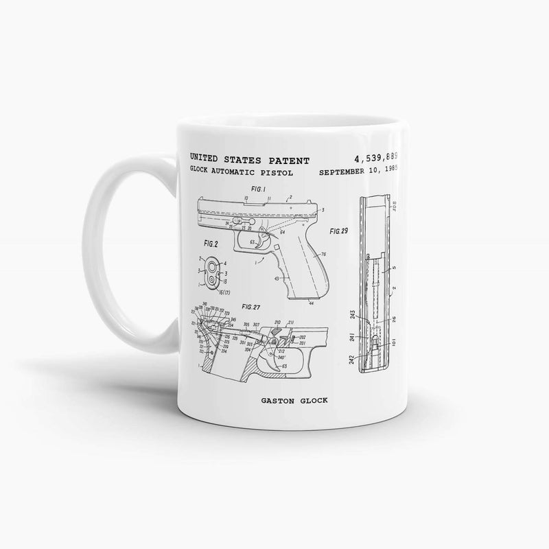 Glock Automatic Pistol Patent Coffee Mug; Premium Patent Drinkware
