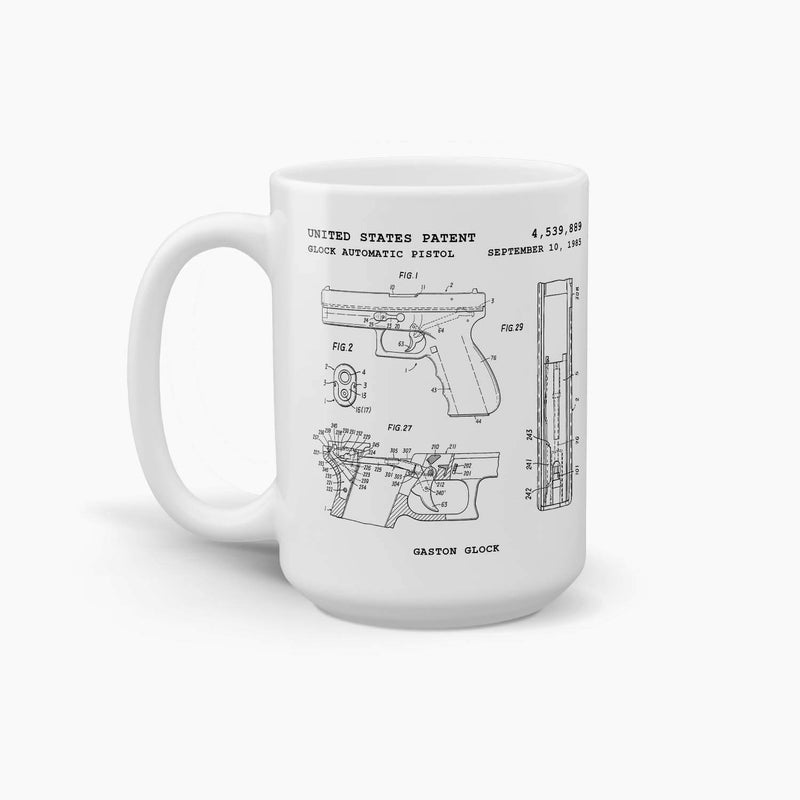 Glock Automatic Pistol Patent Coffee Mug; Premium Patent Drinkware