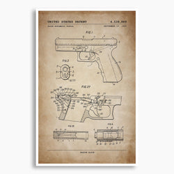 Glock Automatic Pistol Patent Poster; Patent Artwork