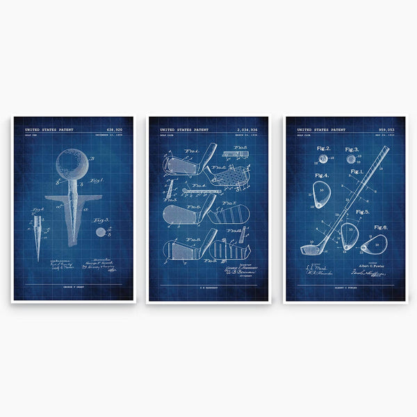 Golf Patent Poster Collection; Patent Artwork