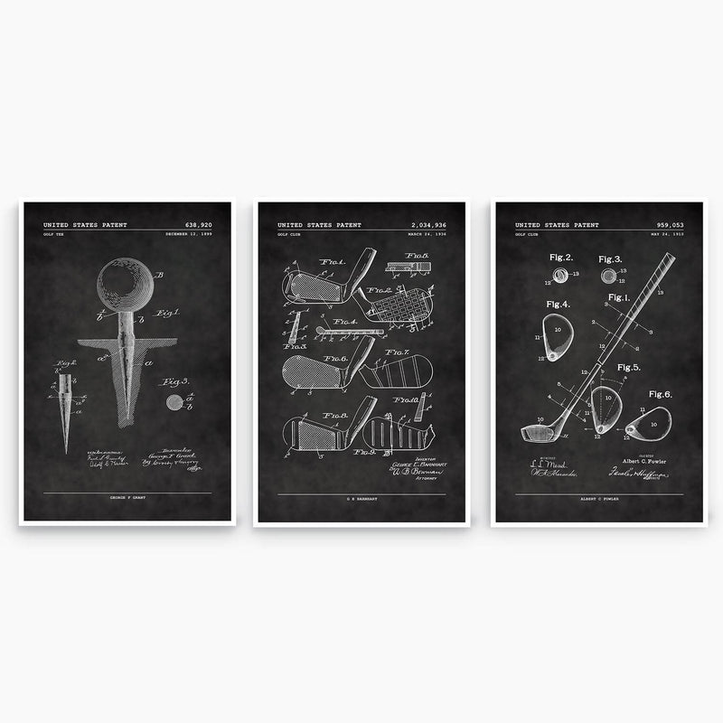 Golf Patent Poster Collection; Patent Artwork