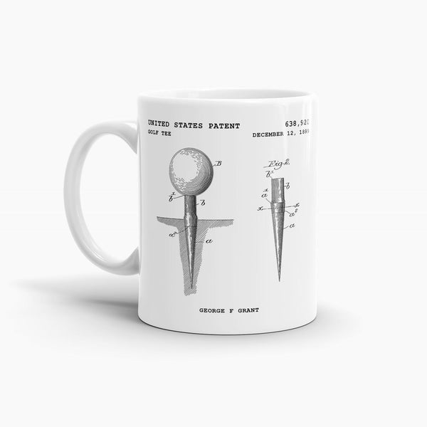 Golf Tee Patent Coffee Mug; Patent Drinkware