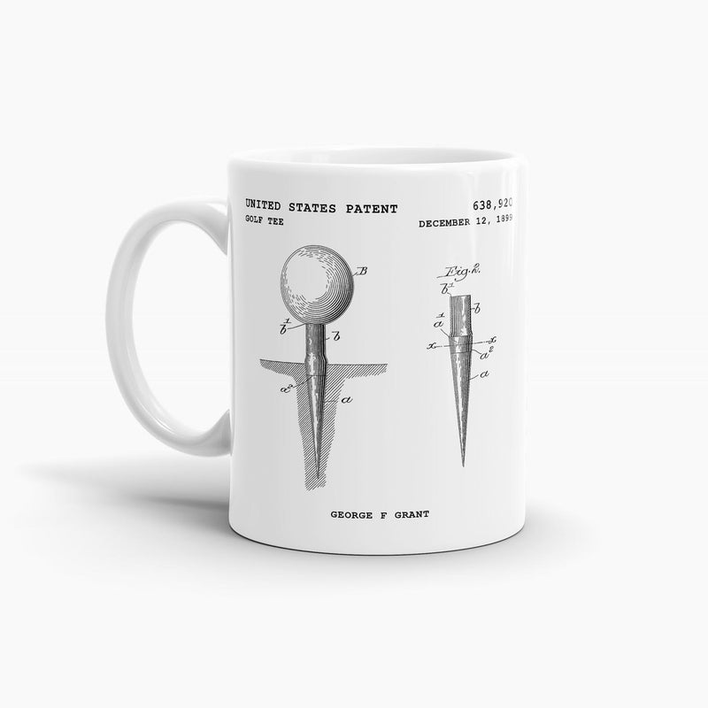 Golf Tee Patent Coffee Mug; Patent Drinkware