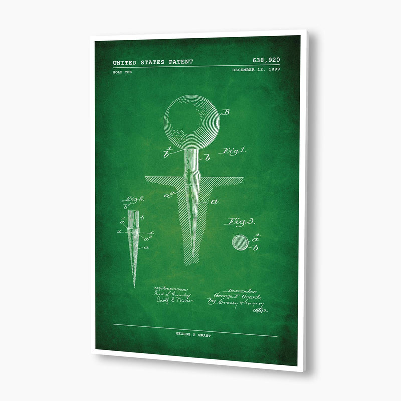 Golf Tee Patent Poster; Patent Artwork