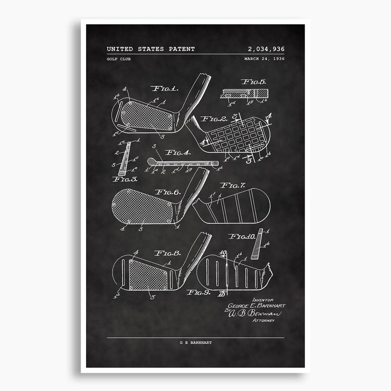 Golf Club: Iron Patent Poster; Patent Artwork