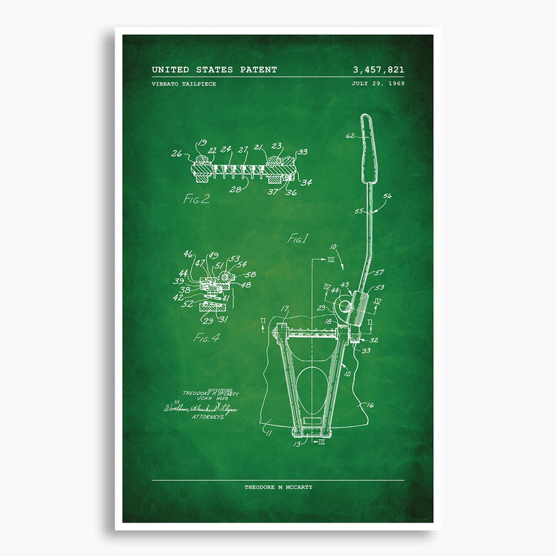 Vibrato Tailpiece Patent Poster; Patent Artwork