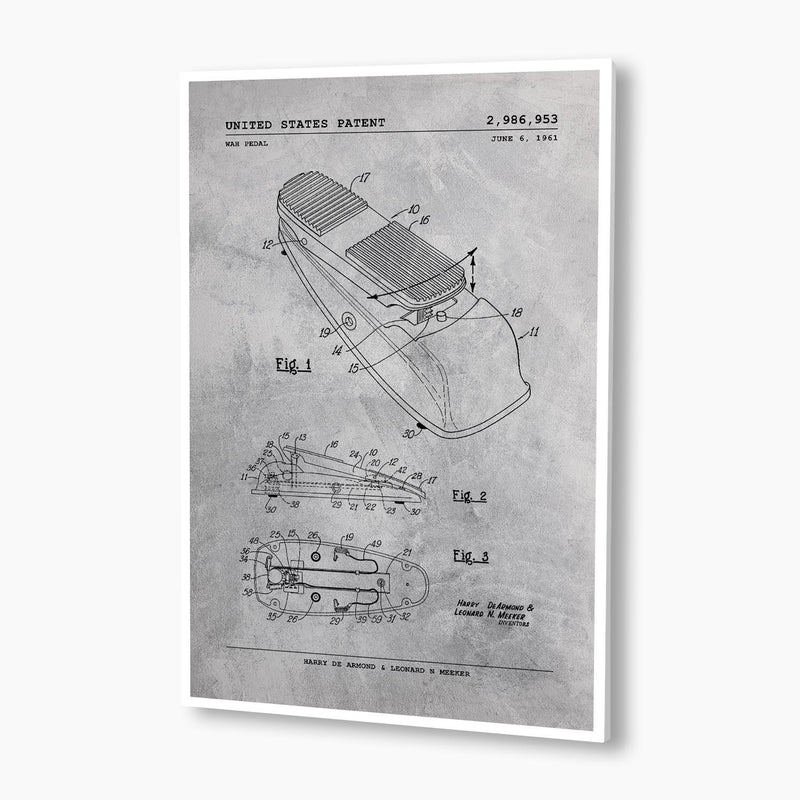 Guitar Wah Foot Pedal Patent Poster; Patent Artwork, Variations