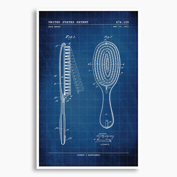 Hair Brush Patent Poster; Patent Artwork