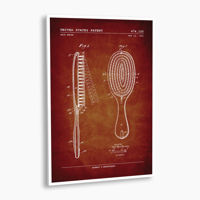 Hair Brush Patent Poster; Patent Artwork