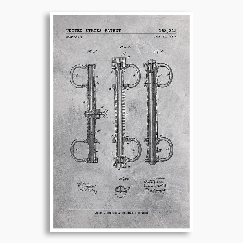 Handcuffs Patent Poster; Patent Artwork