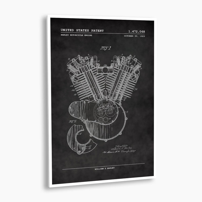 Harley Motorcycle Engine Patent Poster; Patent Artwork
