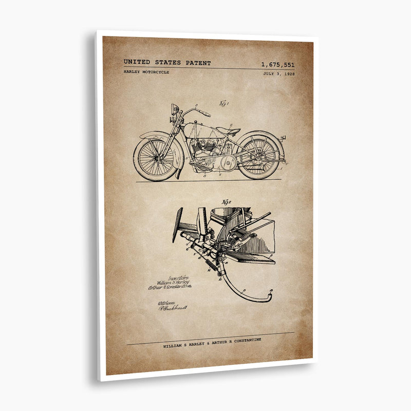 Harley Davidson Motorcycle Patent Poster; Patent Artwork