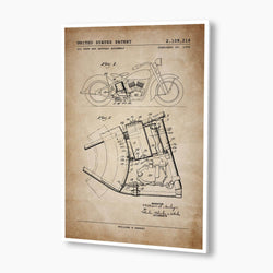 Harley Oil and Battery Assembly Patent Poster; Patent Artwork