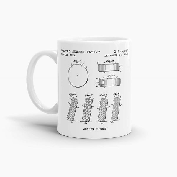 Hockey Puck Patent Coffee Mug; Patent Drinkware