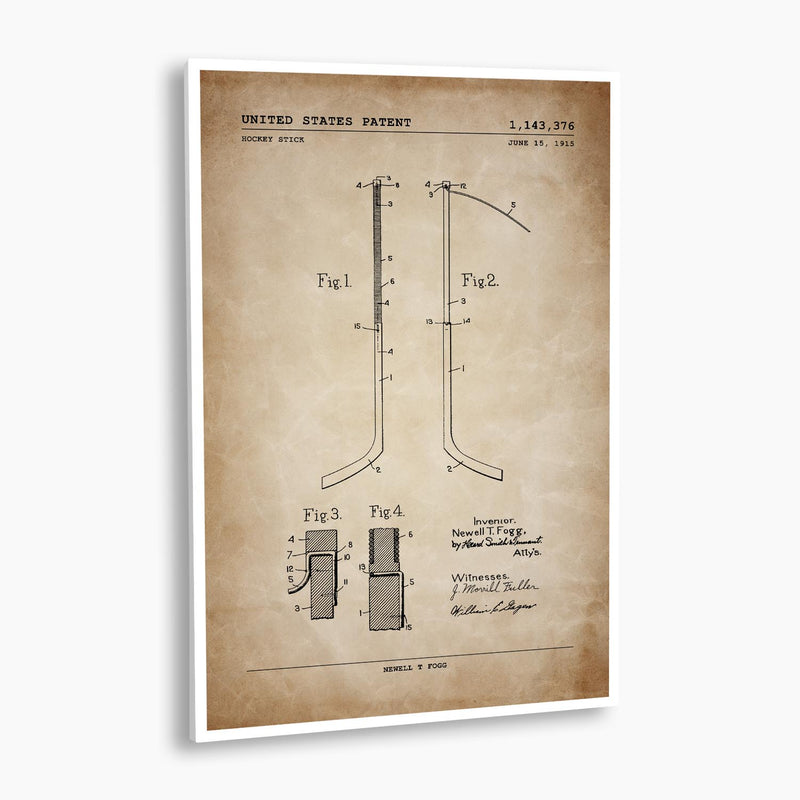 Hockey Stick Patent Poster; Patent Artwork