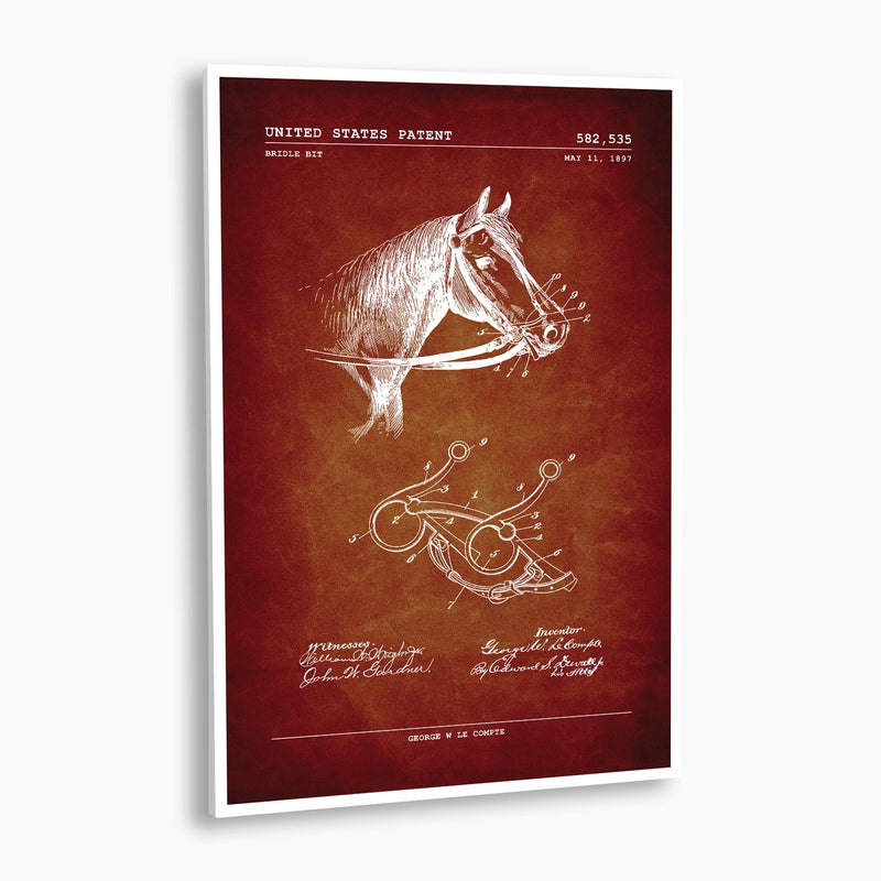 Horse Bridle Bit Patent Poster; Patent Artwork