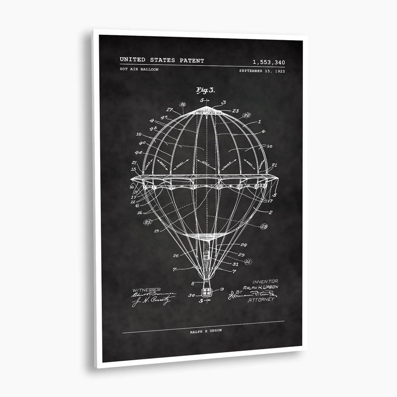 Hot Air Balloon Patent Poster; Patent Artwork