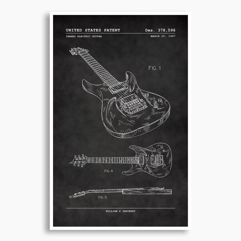 Ibanez Electric Guitar Patent Poster; Patent Artwork