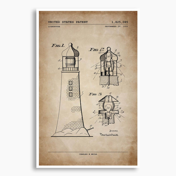 Lighthouse Patent Poster; Patent Artwork