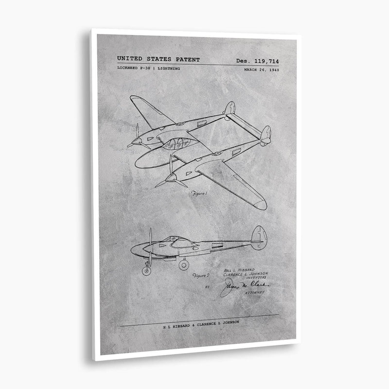 Lockheed P-38 Lightning Patent Poster; Patent Artwork