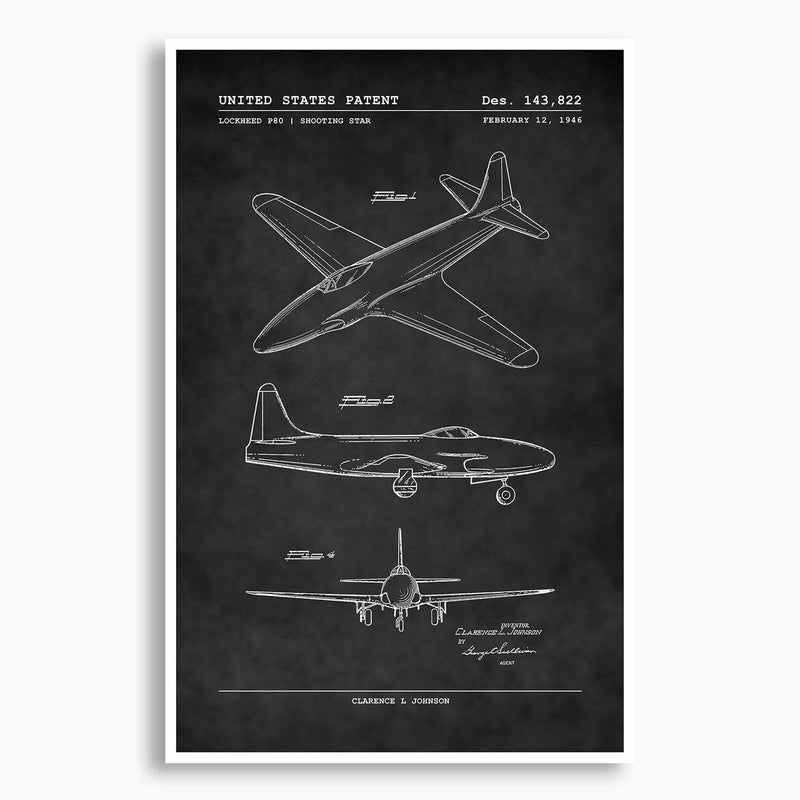 Lockheed P-80 Shooting Star Patent Poster; Patent Artwork