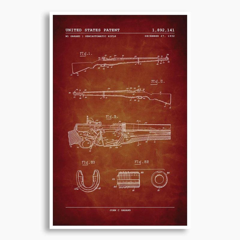 M1 Garand Rifle Patent Poster; Patent Artwork