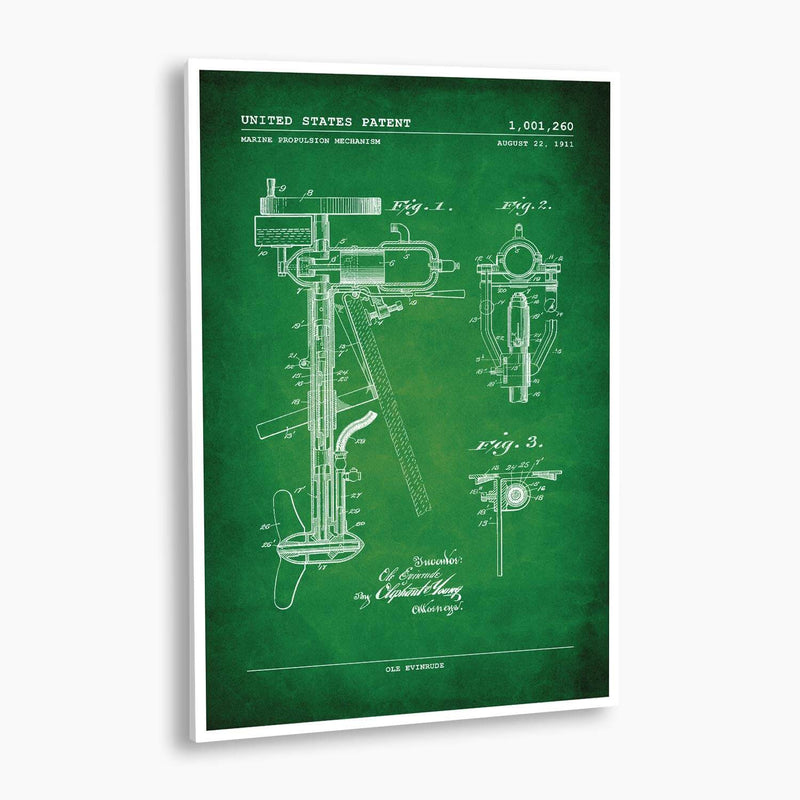Marine Outboard Motor Patent Poster; Patent Artwork