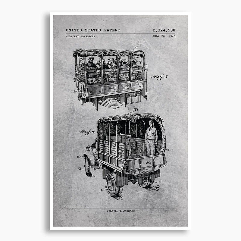 Military Transport Vehicle Patent Poster; Patent Artwork