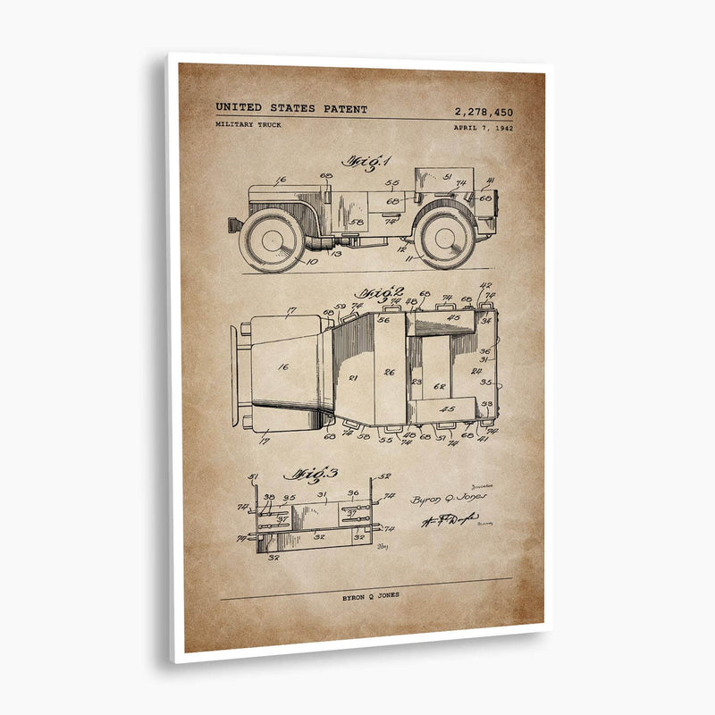 Military Truck Patent Poster; Patent Artwork