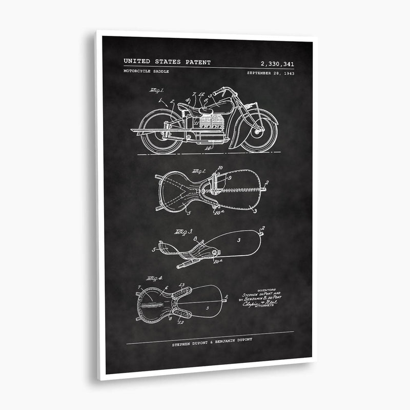 Motorcycle Saddle Patent Poster; Patent Artwork