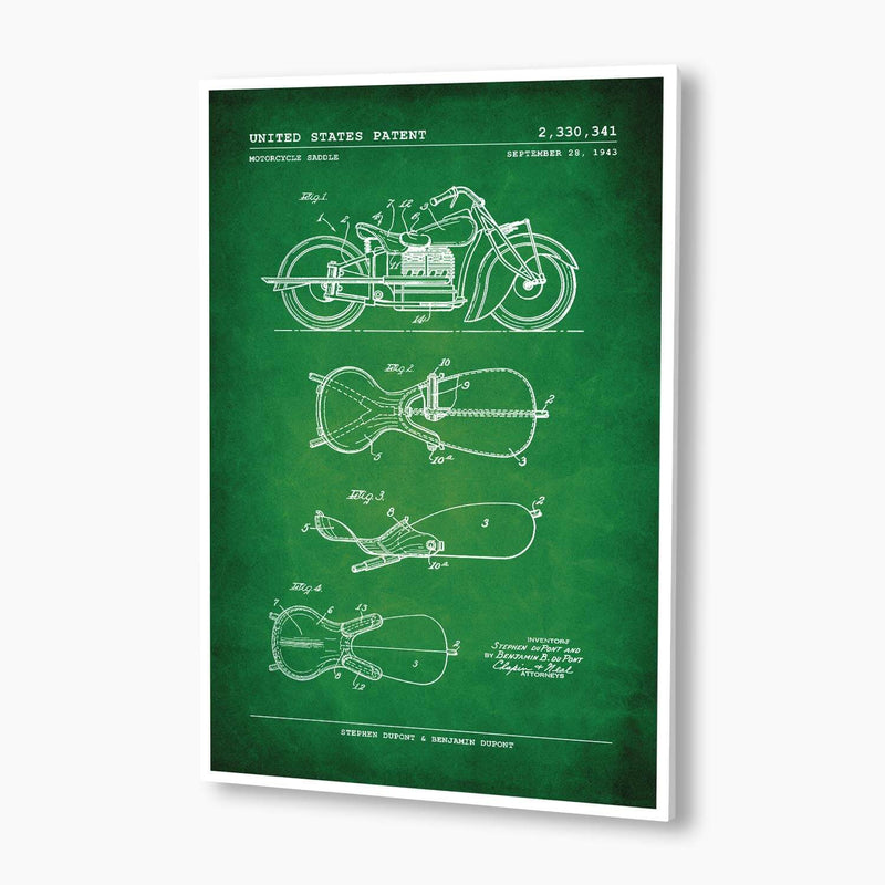Motorcycle Saddle Patent Poster; Patent Artwork