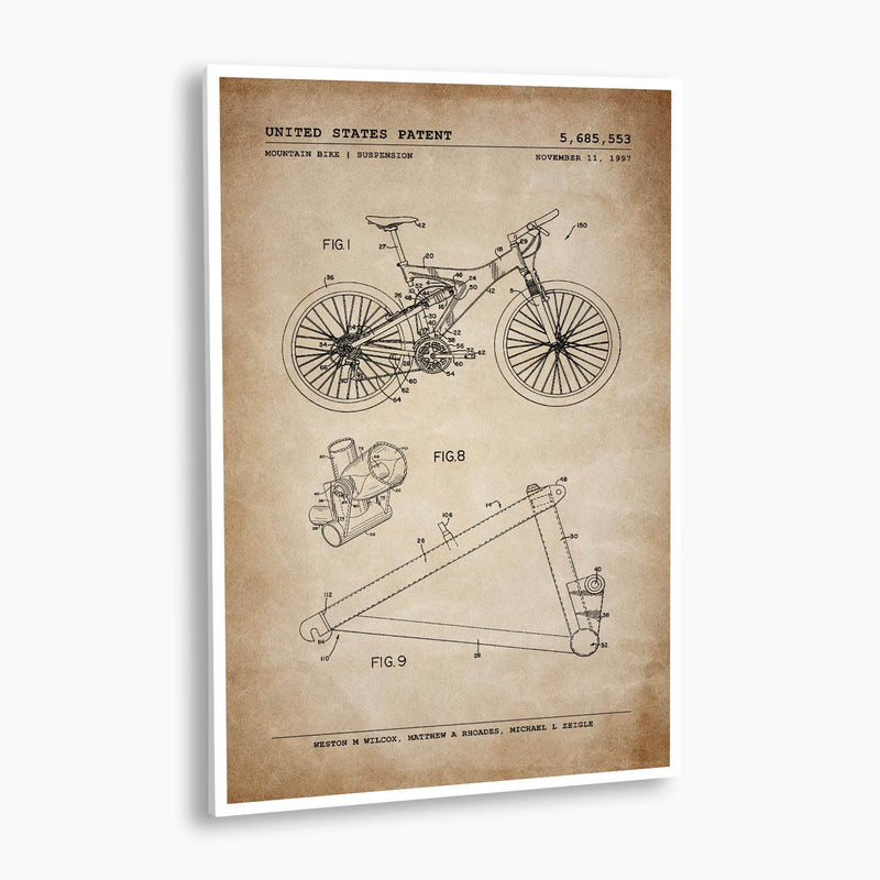 Mountain Bike Patent Poster; Patent Artwork