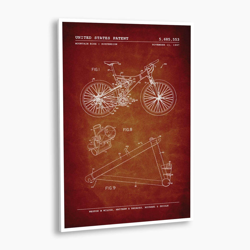 Mountain Bike Patent Poster; Patent Artwork
