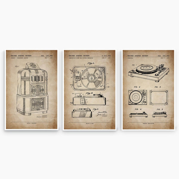 Music Patent Poster Collection; Patent Artwork