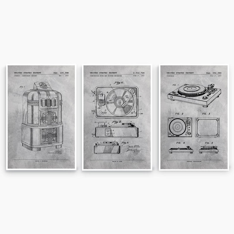 Music Patent Poster Collection; Patent Artwork