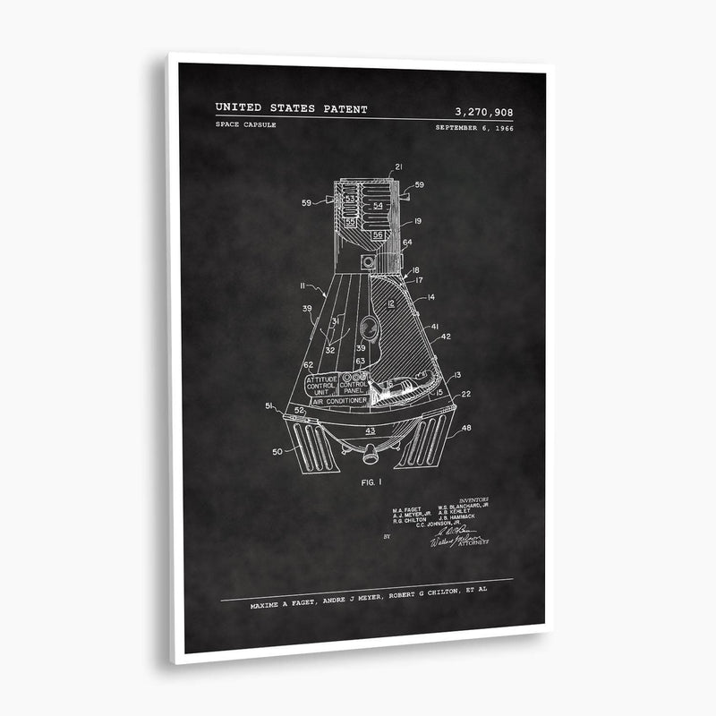 NASA Space Capsule Patent Poster; Patent Artwork