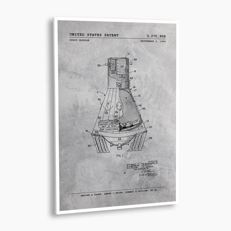 NASA Space Capsule Patent Poster; Patent Artwork