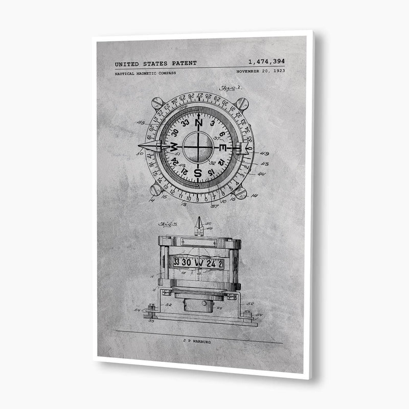 Nautical Compass Patent Poster; Patent Artwork