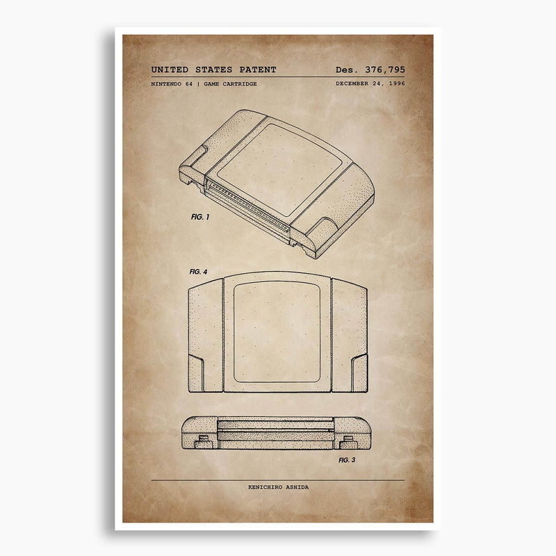 Nintendo 64 Cartridge Patent Poster; Patent Artwork