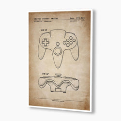 Nintendo 64 Controller Patent Poster; Patent Artwork
