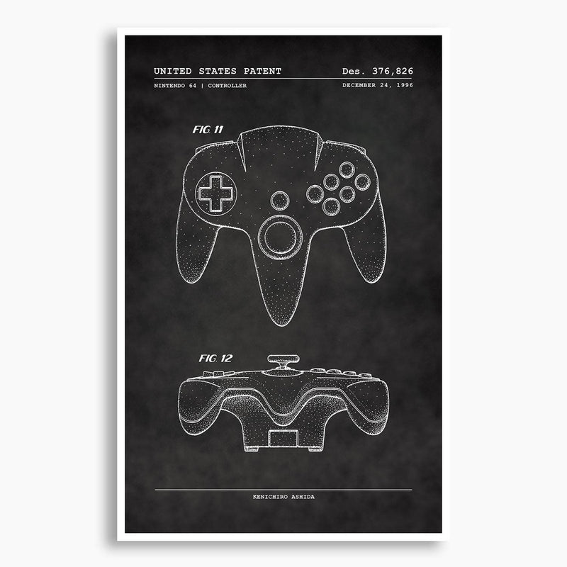 Nintendo 64 Controller Patent Poster; Patent Artwork