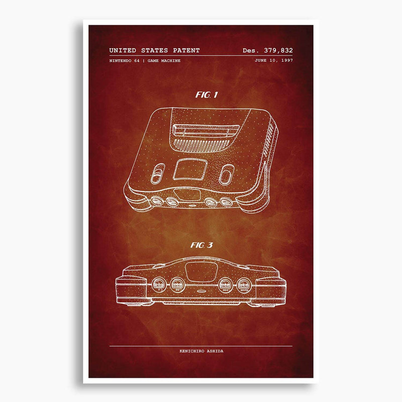 Nintendo 64 Patent Poster; Patent Artwork