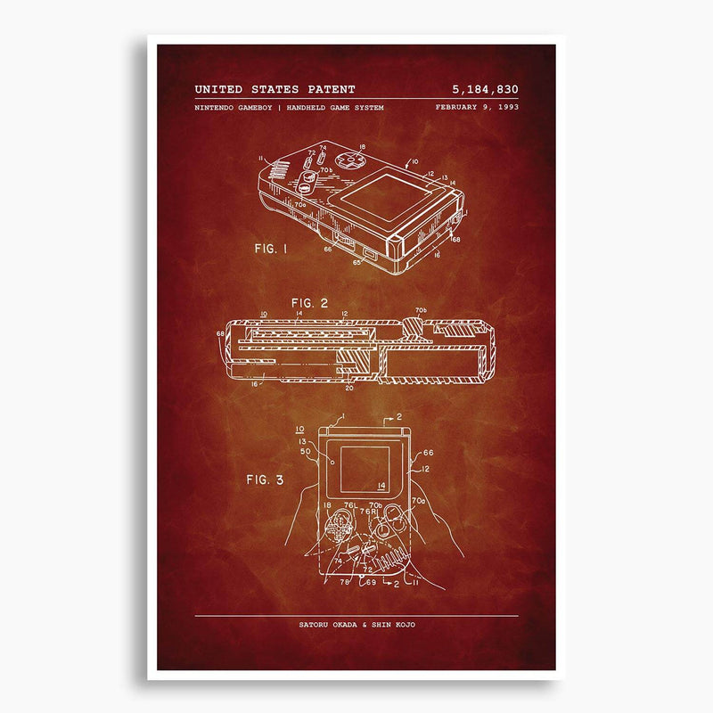 Nintendo GameBoy Patent Poster; Patent Artwork