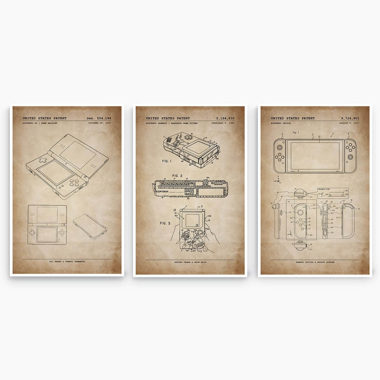 Nintendo Handheld Patent Poster Collection; Patent Art | SnooozeWorks