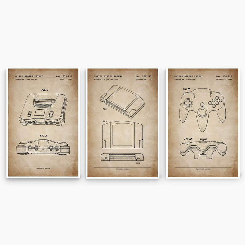 Nintendo 64 Patent Poster Collection; Patent Artwork