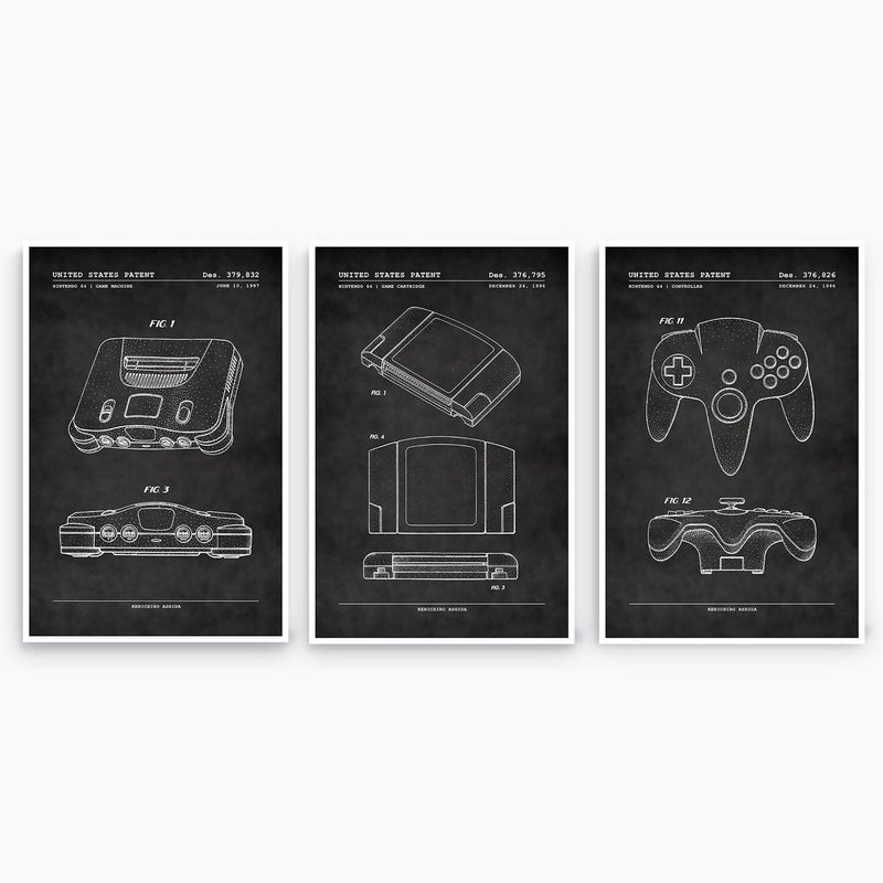 Nintendo 64 Patent Poster Collection; Patent Artwork