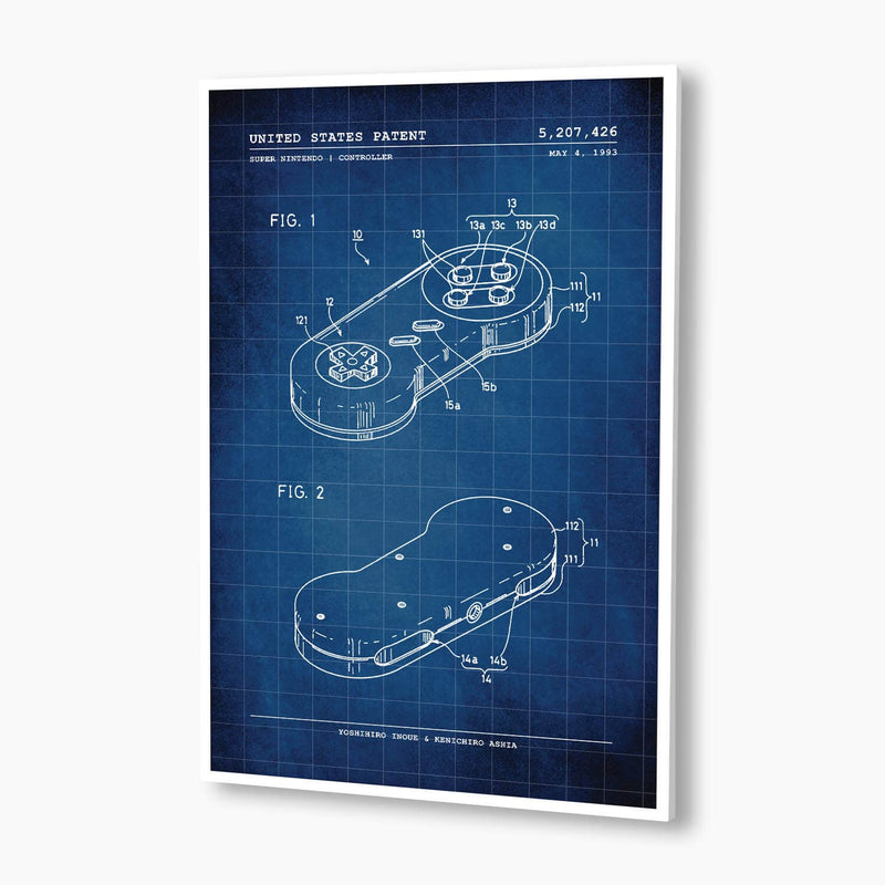 Super Nintendo Controller Patent Poster; Patent Artwork