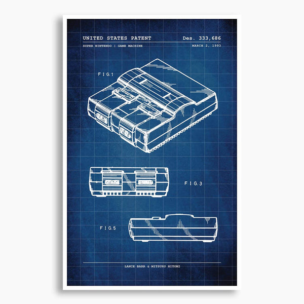 Super Nintendo Patent Poster; Patent Artwork